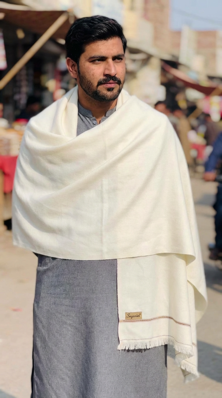Plain White Shawl for Men – Sayanies